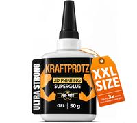 3D printing super glue - KRAFTPROTZ Gel 50 g - thick adhesive for PLA, ABS, PETG, TPU & more - waterproof, heat resistant & no-drip - precision repairs with anti-clog tip - for RC, robotics & workshop