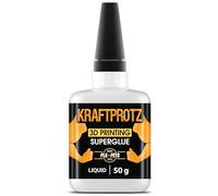 3D printing super glue - KRAFTPROTZ Liquid 50 g - thin adhesive for fine cracks in PLA, ABS, PETG, TPU - waterproof, heatproof & transparent - capillary action - anti-dry tip - model repair & hobby