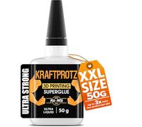 3D printing super glue - KRAFTPROTZ Ultra Thin 50 g - capillary adhesive for micro gaps in PLA, ABS, PETG, TPU - waterproof, heat resistant & invisible - anti-clog needle tip - pro finish