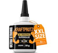 3D Printing Super Glue Liquid 50 g - PLA ABS PETG TPU ASA Instant Adhesive | versatile, precise application, adhesive, 3D printed parts, clear, waterproof, anti-clog cap, filament, PLA ABS PETG TPU ASA