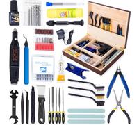3D Printing Tools and Accessories with A Tool Woodbox, Compatible with All FDM Printers. Inside, You'll Find A Nozzle Cleaning Kit, Smoothing Tools, A Deburring Kit.