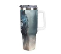 3D Printing Wolf Insulated Stainless Steel Travel Mug - Leakproof with Straw - Ideal for Hot and Cold Drinks 40oz