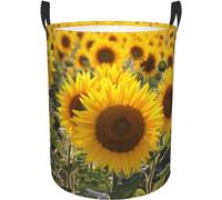 3D Printing Yellow Sunflower Flower - Household Storage Basket - Dirty Clothes Storage Basket - Waterproof Storage Basket - Round Laundry Basket - Collapsible Laundry Basket - Storage Laundry Box Wit