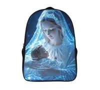 3d prints cool the virgin and child casual backpack sagrada familia two compartment ergonomics bag comfortable with side mesh pouch daypacks-16inch,travel rucksack for men and women