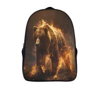 3d prints funny cool animal travel backpack fire bear wild two compartment large capacity bag comfortable with pockets casual daypack-16,casual rucksack for teens adults