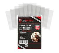 3D-Protect Standard Card Sleeves 100Pcs Set - Ultra-Thick, Compatible with Various Trading and Sports Cards - No Acid, No PVC, Transparent Design
