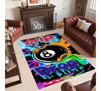 3D Psychedelic Billiard Rug for Modern Homes Pool table inspired design with vibrant colors-60x90cm