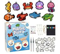 3D Puffy Art Kit Aqua Puffs Texture Painting Kit Puff Paint by Number Craft Kits 3D Art Kit for Kids Mess-Free Painting Craft Ocean Theme DIY Color Inflate Activity Gifts for Boys Girls Ages 4-10