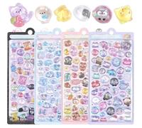 3D Puffy Sticker Set, 4 Sheets Mini 3D Puffy Stickers, Mini Kawaii Pattern Small Animal Sticker, Crystal Cartoon Animal Decal for Scrapbooks Journals Laptops Phone Case DIY