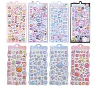 3D Puffy Stickers, 8 Sheets Reusable Cute Mini Animal Cartoon Sticker for Phone Case, Laptop, Journal, Scrapbook, Water Bottle Decoration, Creative Craft Gift & Reward Stickers