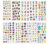 3D Puffy Stickers for Kids, 24 Sheets 500+ Animal Dinosaur Fruit Fish Number Letter Stickers for Goody Bag Stuffers Children Birthday Gfits (Letters and Numbers)