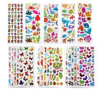 3D Puffy Stickers for Kids Toddlers, 500+ Small Sticker Variety Pack, 22 Sheets for Rewarding Gifts Scrapbooking Including Animals, Fish, Dinosaurs, Numbers, Fruits, Trucks, Butterfly and More