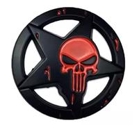 3D Punisher Skull Star Metal Emblem Badge Sticker Car Sticker (Black Red)