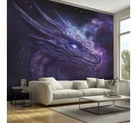 3D Purple Dragon Wallpaper, Fantasy Mythology Dragon Wallpaper for Living Room, Bedroom, Non-Woven Decor Wall Paper, Photo Mural Dining Room, Hallway, Lounge, 100 X 70 cm Ac18