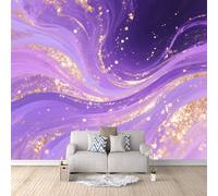 3D Purple Gold Marble Wallpaper 150x105cm, Abstract Fluid Art Photo Wallpaper,Modern Art Wall Murals,for Living Room Bedroom Decoration, Easy to Install