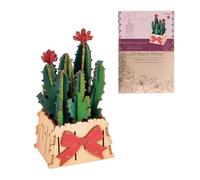 3D Puzzle Cacti Succulents Wooden Artificial Flowers Model Kits for Adults to Build, Home Decor Accessories Living Room, Gifts for Women on Valentine's Day DIY Arts and Crafts Set - 46+Pieces