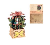 3D Puzzle Cacti Succulents Wooden Artificial Flowers Model Kits for Adults to Build, Home Decor Accessories Living Room, Gifts for Women on Valentine's Day DIY Arts and Crafts Set - 73+Pieces