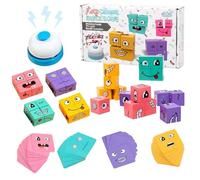 3D Puzzle Face Changing Magic Cube, Board Game, 16 Face Changing Magic Cube Game 72 Cards And 1 Bell With Instruction Manuals, Smart Games Emoji Game for Family Games Children's Games