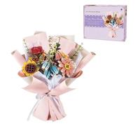 3D Puzzle Flower Bouquet Wooden Artificial Flowers Model Kits for Adults to Build, Home Decor Accessories Living Room, Gifts for Women on Valentine's Day DIY Arts and Crafts Set - 384+Pieces