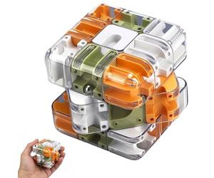 3D Puzzle Maze Cube, Brain Training Logic Development Tool for Teens and Adults, Yellow Rolling Ball Labyrinth Cube for Stress Relief and Cognitive Exercises (Orange)