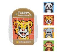 3D Puzzle Toys for Kids Travel Toys for Toddlers on Plane 4 Puzzles in 1 Unicorn Toys 1 PCS Animals 16-Grid Rotating Puzzle Gifts for Boys and Girls in 3-6 Years Old (Animal World)