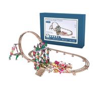 3D Puzzle Wooden, Christmas Roller Coaster with Mechanical Transmission Handcrafted DIY Puzzle Kit to Build, Ideal Decor Assembly Kit (Remote-Control Version/485PCS)
