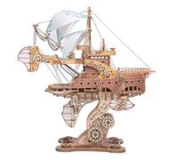 3D Puzzle Wooden, Fantasy Spaceship Masterpiece Le Tour du Monde en Quatre-vingts Jours DIY Steampunk Assembly Model Kit, Ideal Decor Assembly Kit for Teens & Adults (421PCS)