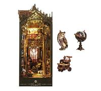 3D Puzzle Wooden, Magic Castle Handcrafted DIY Miniature Castle Bookend Model Kit with LED Light and Mechanical Music Box, Ideal Halloween Magic Journey Gift Decor Assembly Kit for Teens & Adults