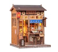 3D Puzzle Wooden Miniature House, Vintage Japanese Ramen Shop Handcrafted DIY Miniature House Model to Build, Ideal Holiday Decor & Gift Assembly Kit for Teens & Adults (240PCS)