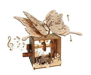 3D Puzzles For Adults Wooden Model Kits Butterfly DIY Handmade Crafts To Bulid Music Box for Women