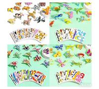 3D Puzzles for Kids, 25/100PCS 4 in 1 Educational Cartoon Puzzle Set with Animals Dinosaurs Insects Aircraft, Sensory Crafts for Teenagers, Fun Birthday Gift for Boys Girls (All(100 pcs))