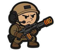 3D PVC Military Patch - Comic Style Soldier Doll - Tactical Tag Patch for Tactical Backpack, Vest or Bag - Heavy Duty Outdoor Accessory with Hook and Loop Closure