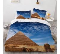 3D Pyramid Bedding Set Ancient Egyptian Architecture Duvet Cover Microfiber Quilt Cover with Zipeer Closure and 1xPillowcase 40x65cm for Kids Teens Adults (Junior 120x150cm) b.4436