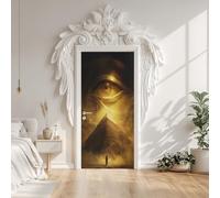 3D Pyramids Ancient Egyptian Desert Door Sticker 86x200 cm, Egypt Architecture Supernatural Door Wallpaper, Self-Adhesive Decals Waterproof PVC Stickers for Bedroom Office Decor