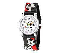 3D Quartz Sports Fashion Pattern Football Children's Watch Kid's Watch Watches for School (Black, One Size)