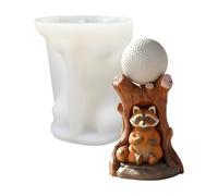 3D Raccoon Stump Silicone Mold,3D Animal Candle Silicone Mold - Aromatherapy Mould for School Party Holiday Home Birthday Desktop Apartment Desk Centerpiece Room