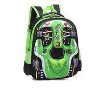 3D Racing Cars Design Waterproof Kindergarten Book Bag Boy’s Schoolbags for Kids Primary School Backpack Bookbags for Children (Green, Medium:H14.56*L11*W6.69 in)