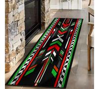 3D Racing Runner Rug, 60x120cm Chequered Edge Motorsport Runner Carpet | Non Slip Hallway Red Green White Speed Stripes Floor Mat for Gamer Bedroom, Bedside, Gaming Room Setup