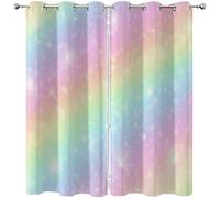 3D Rainbow Blackout Curtains for Bedroom, Eyelet Curtains Room Darkening Kids Adult Curtain Thermal Insulated Abstract Art Curtains for Living Room 2 Panels 66 x 72 Inch (W x L)
