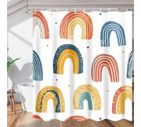 3D Rainbow Patterns Shower Curtain Mould Proof Resistant Extra Long Shower Curtains 200 x 200 cm Drop Wet Room Waterproof Washable Fabric Cartoons Bathroom Curtains with 12 Hooks e-584