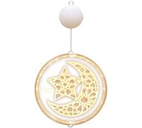 3D Ramadan Kareem Star Moon Light, Battery Operated LED Lamp, 9.4 in / 24 cm Acrylic Window Decoration, Eid Mubarak Islamic Style for Muslim Holiday Decor