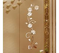 3D Rattan Mirror Wall Decorations For Wall, Door, Living Room, Bedroom, Lounge Decoration (Silver, 100X30Cm 95G)
