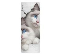 3d Realistic Cat White yoga mat with carrying bag for floor workouts printed, non slip, yoga matt towel non slip hot yoga with bag for carrying tapete para ejercicio 71x26 inches