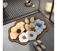 3D Realistic Pattern Non-Slip Absorbent Mat,Realistic Flower & Butterfly Shaped Diatom Mud Floor Mat,Quick Drying Bathroom Floor Mat,Bathroom Toilet Water Absorption Non-Slip Quick-Drying Mat