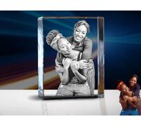 3D Rectangle Crystal - Personalised Photo Engraved Glass Gift, Custom Keepsake for Baby, Couple, Family, Memorial, Anniversary, Wedding, Valentine’s Day, Birthday (CRYSTAL, Medium)