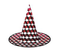 3D Red Checkered print Halloween hat parties, carnivals hat dances, cosplay. Costume Witches Party Adult