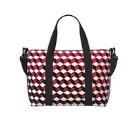 3D Red Checkered Print Weekender Bag Sport Gym Bag Women Men Hospital Bag Personal Travel Bag Carryon Bag, Black, One Size, Black, One Size