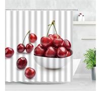3D Red Cherry Shower Curtain Fruit Pattern Shower Curtains Mould Proof Resistant Waterproof Polyester Fabric Bathroom Curtains 180x150 Bath Curtain for Wet Rooms A/1842