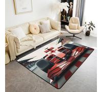 3D Red Formula Car Area Rug 3'x5'(100cmX150cmX1cm),Cool Racing Car Non Slip Carpet for Kids,Racing Speed Sport Decor Rug for Living Room Bedroom Playroom Backyard