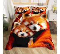 3D Red Panda Duvet Cover Set Single Kids Boys Teens Panda Single Bedding Quilt Cover Sets Cute Animals Printed Ultra Soft 2pcs Bedroom Comforter Covers with Zipper a.211